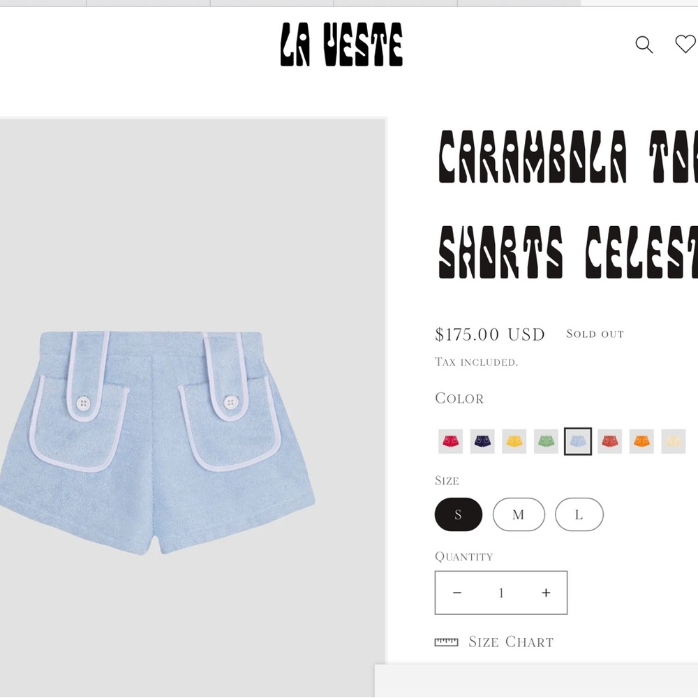 La Veste Celeste Terry Shorts - Light Blue